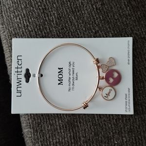 Unwritten Bangle Bracelet Mom & Hearts Charms Rose-Gold-Tone